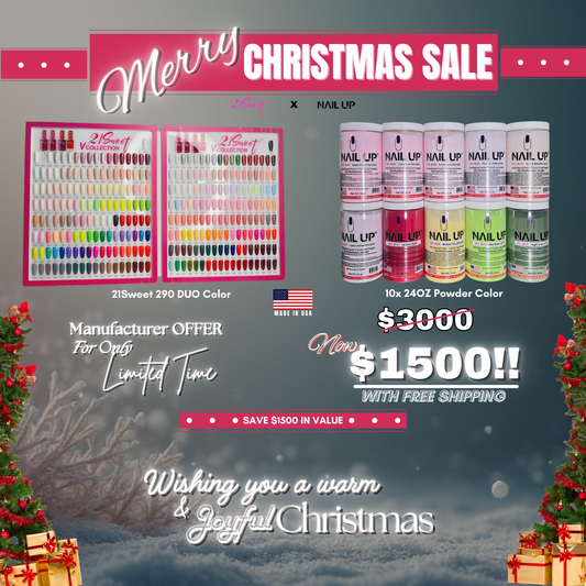 CHRISTMAS DEAL COMBO - 21SWEET 290 DUO COLORS + 10X NAIL UP 24OZ COLOR POWDER 2 IN 1